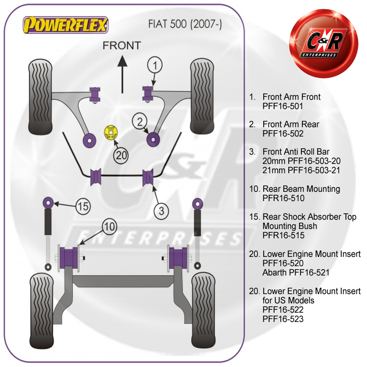 fiat 500 rear shock absorbers